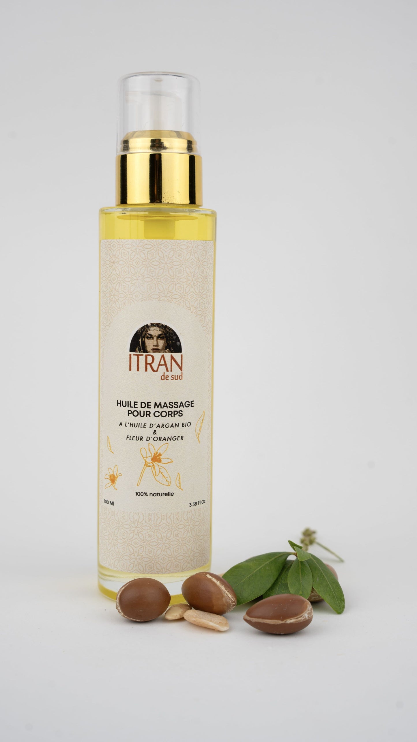 Huile de Massage à l’Huile d’Argan Bio & Fleur d’Oranger – 100ml